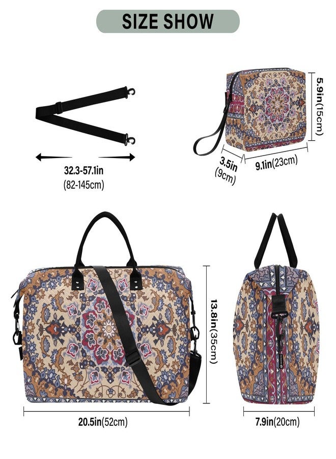 Aflyko Travel Duffel Persian Carpet Tribal Mandala Sport Tote Gym Weekender Overnight for Men Women Flight Approved Carry On Fitness Dance Go-To Daily, Medium - Image 2